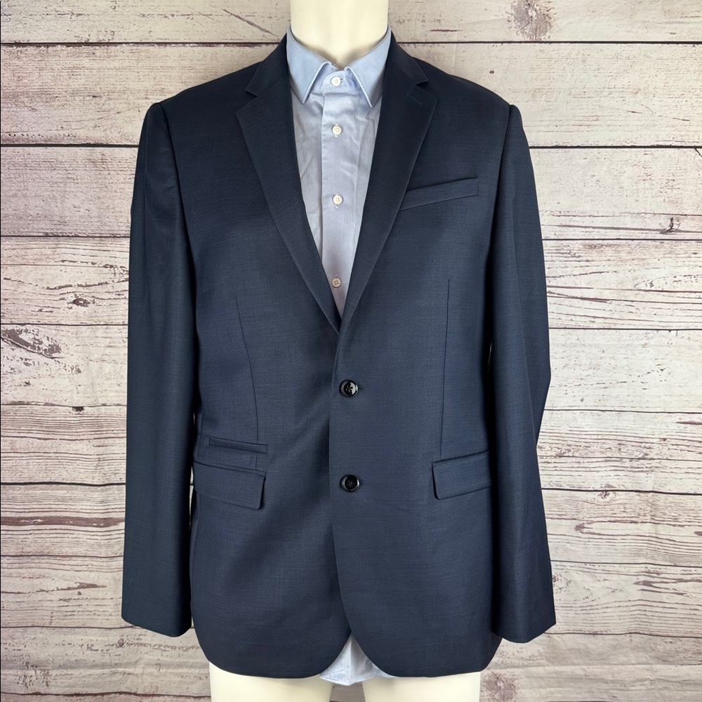 Express PHOTOGRAPHER Suit Jacket Mens 40R Navy Extra Slim Stretch Wool Blend